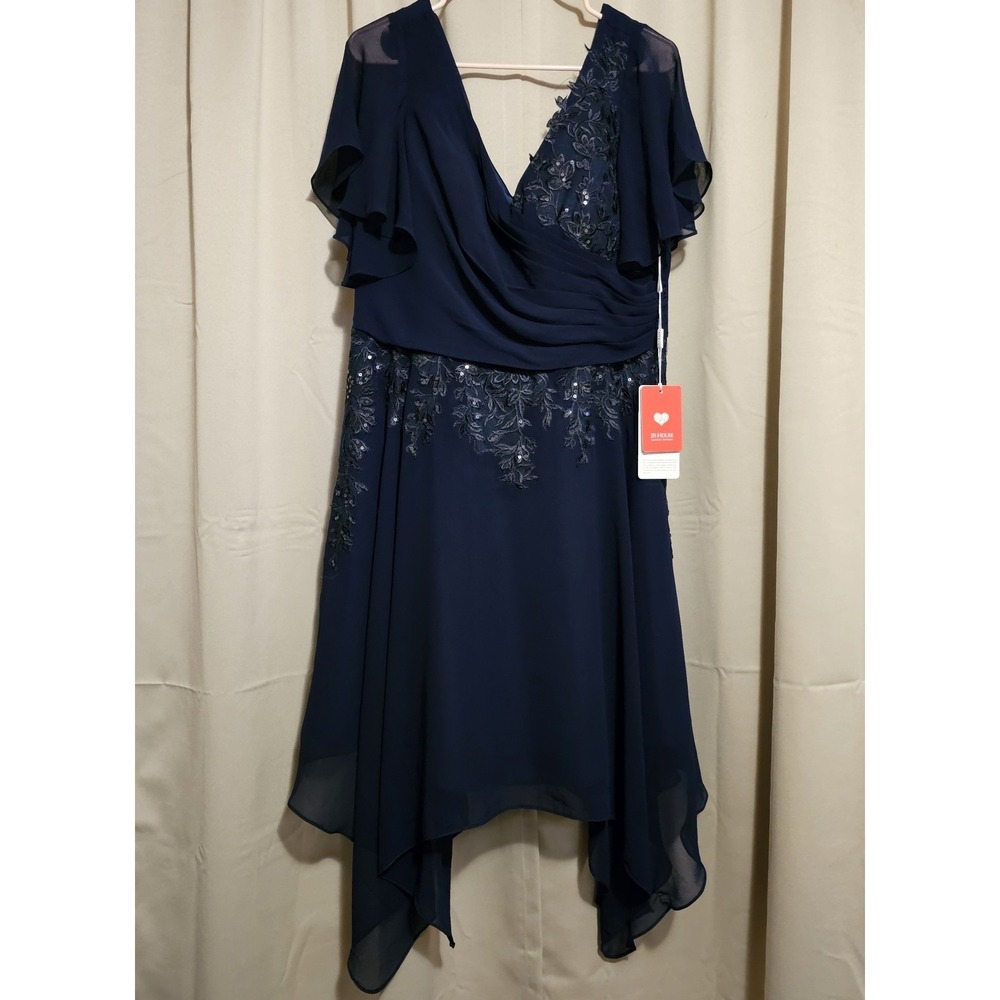 NWT JJ's House A-Line V-Neck  Mother Of The Bride Dress Deep Blue  Size 16